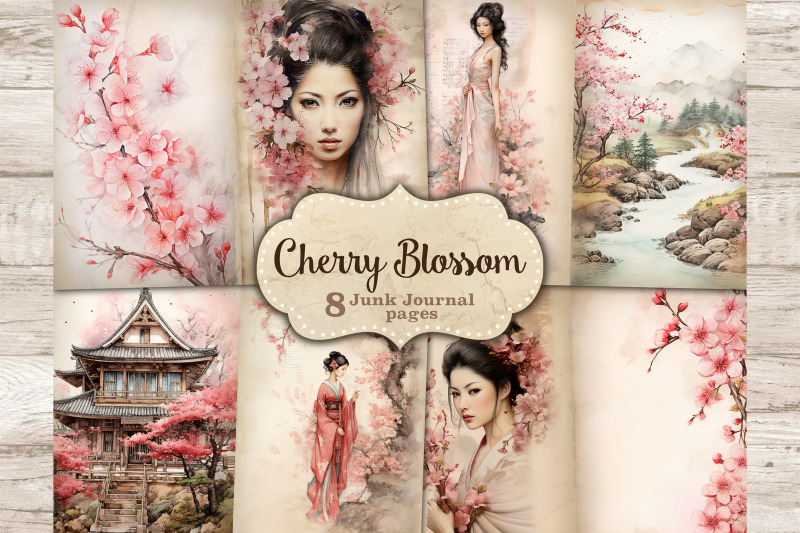 Cherry Blossom Junk Journal Pages | Sakura Picture Collage By ...