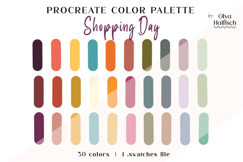 Bright Colorful Procreate Color Palette By Olya Haifisch | TheHungryJPEG