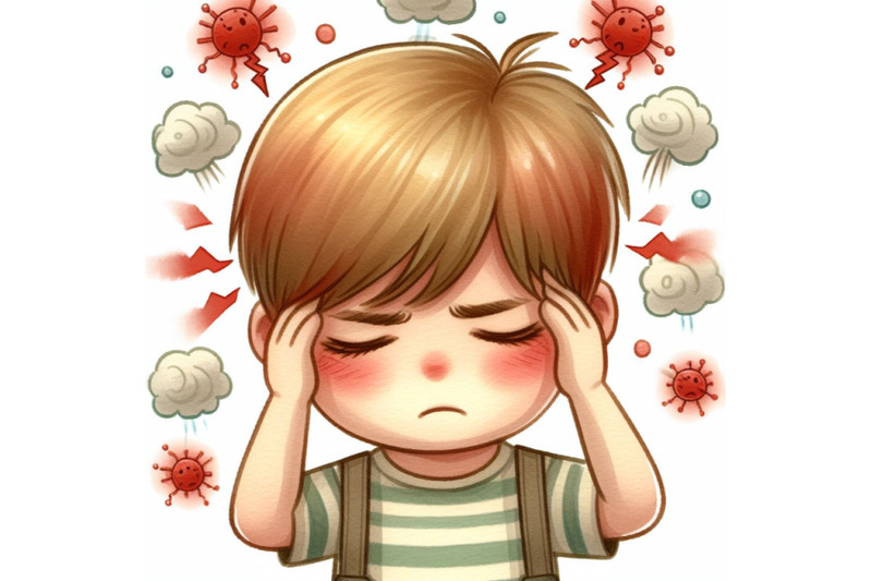 Boy have headache pain By dianaxstoyanova | TheHungryJPEG