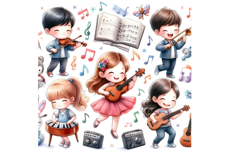 Music kids By dianaxstoyanova | TheHungryJPEG