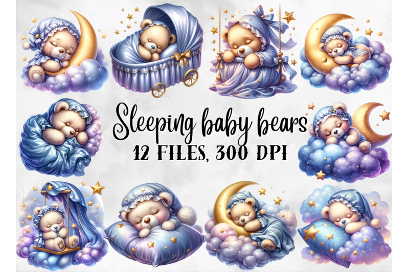 Baby teddy bears clipart, sleeping bears png By AnetArtStore ...