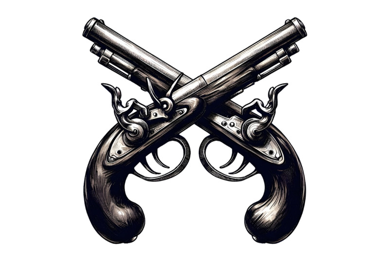 Crossed flintlock pistols By dianaxstoyanova | TheHungryJPEG