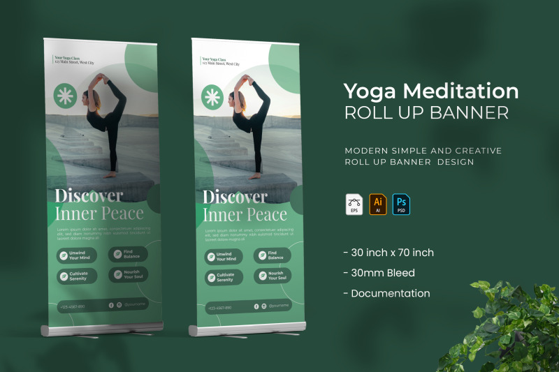 Yoga Meditation - Roll Up Banner By Vunira | TheHungryJPEG