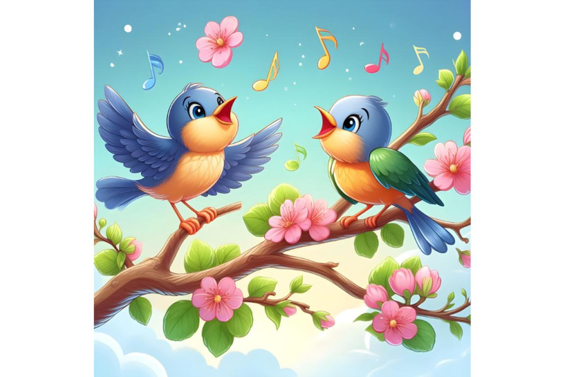 Two song birds By dianaxstoyanova | TheHungryJPEG