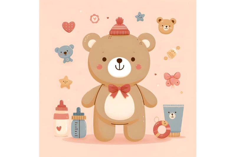 Cute adorable bear By dianaxstoyanova | TheHungryJPEG