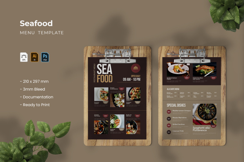 Seafood - Restaurant Menu By Vunira | TheHungryJPEG