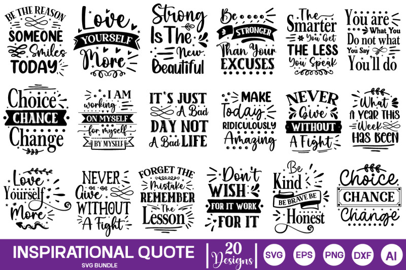 Inspirational Quote SVG Bundle By DesignAdda | TheHungryJPEG