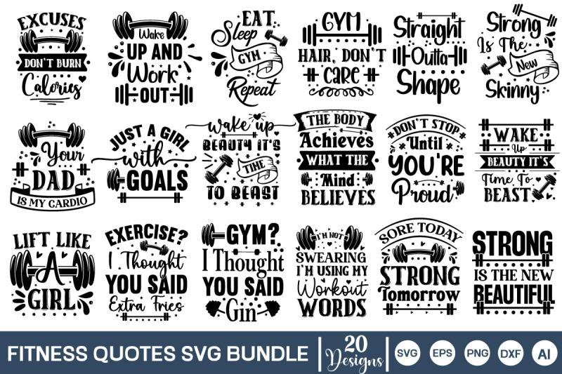 Fitness Quotes SVG Bundle, Workout Svg Bundle By DesignAdda | TheHungryJPEG