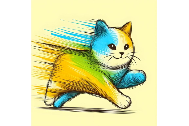 running funny cat By dianaxstoyanova | TheHungryJPEG