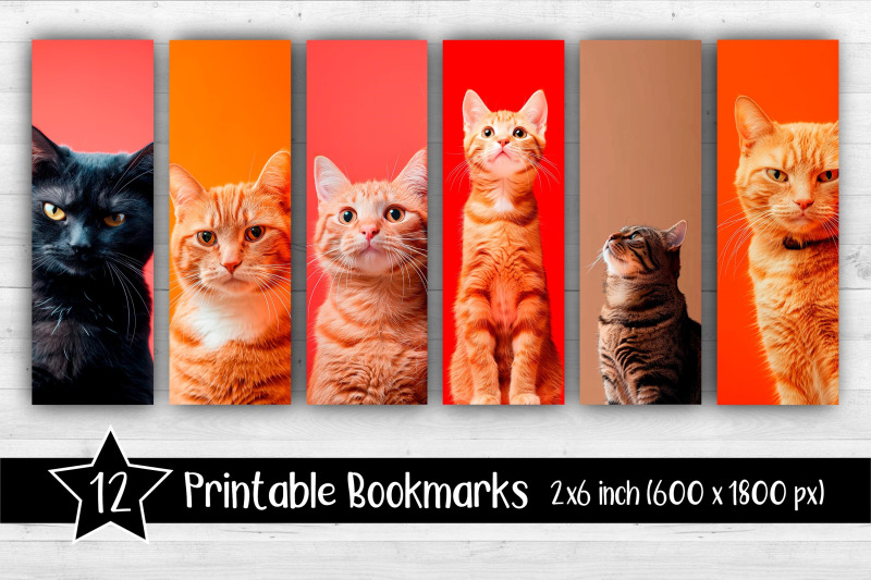 Cat Bookmarks Printable 2x6 inch By ananastya | TheHungryJPEG