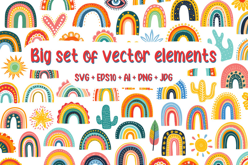 Big set of 150 vector elements By ananastya | TheHungryJPEG