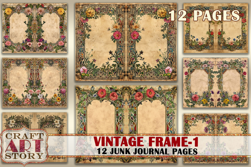 Vintage borders frame Junk Journal Pages-1,Decorative By CraftArtStory ...