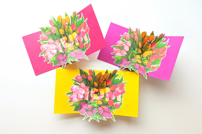 Print + Cut Mom Tulip Bouquet Pop Up Card | SVG | PNG | DXF | EPS By ...