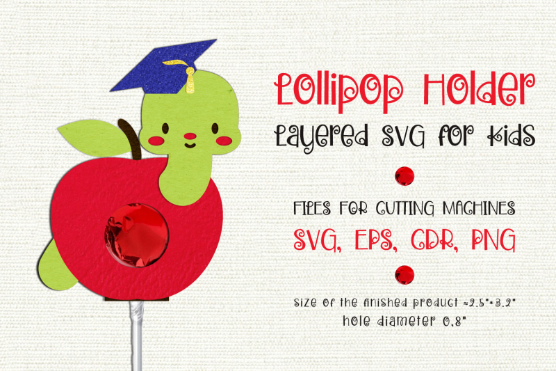 Worm in the Apple| Graduation Lollipop Holder | Paper Craft Template By ...