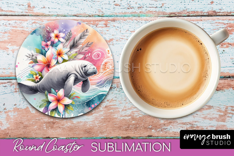 Sea Animals Coaster Sublimation - Beach Round Coaster PNG By Orange ...