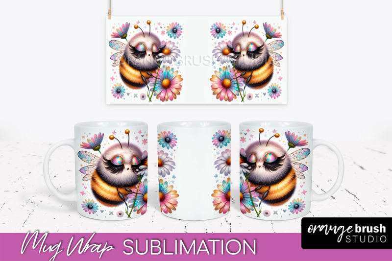 Bee Mug Wrap Inspirational Quote Floral Mug PNG Sublimation By Orange ...