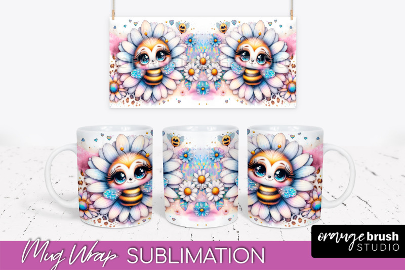 Bee Mug Wrap Inspirational Quote Floral Mug PNG Sublimation By Orange ...