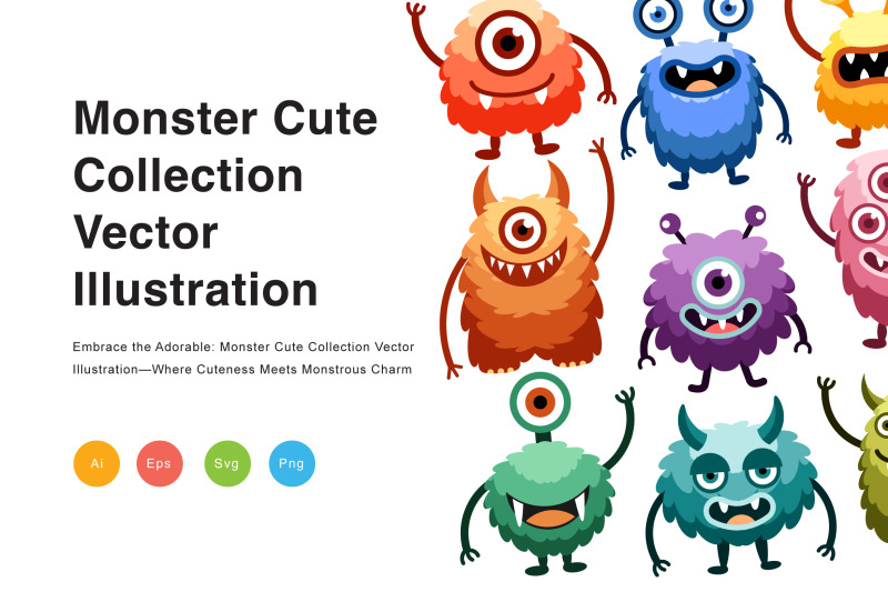 Monster Cute Collection Vector Illustration By IanMikraz Studio ...