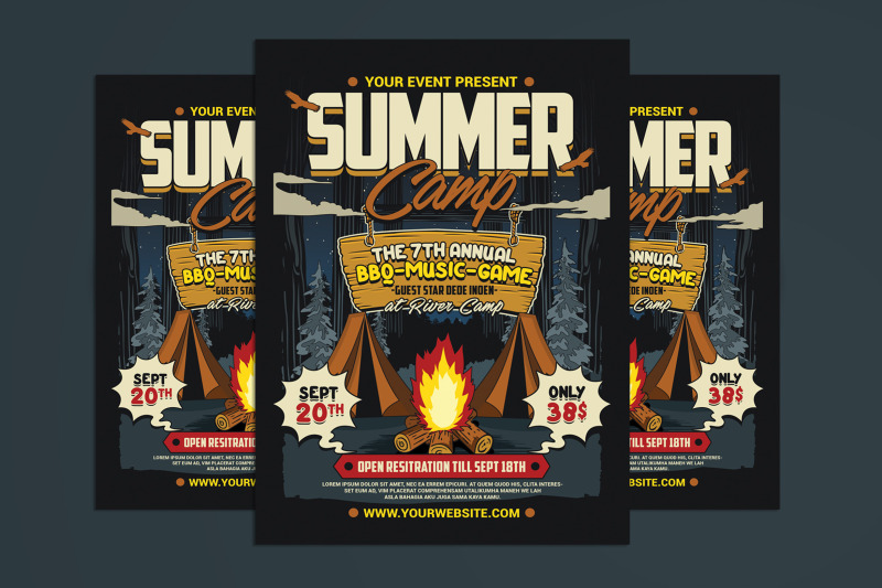 Summer Camp Flyer By muhamadiqbalhidayat | TheHungryJPEG