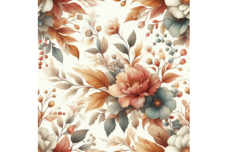 Autumn watercolor floral seamless pattern By dianaxstoyanova ...