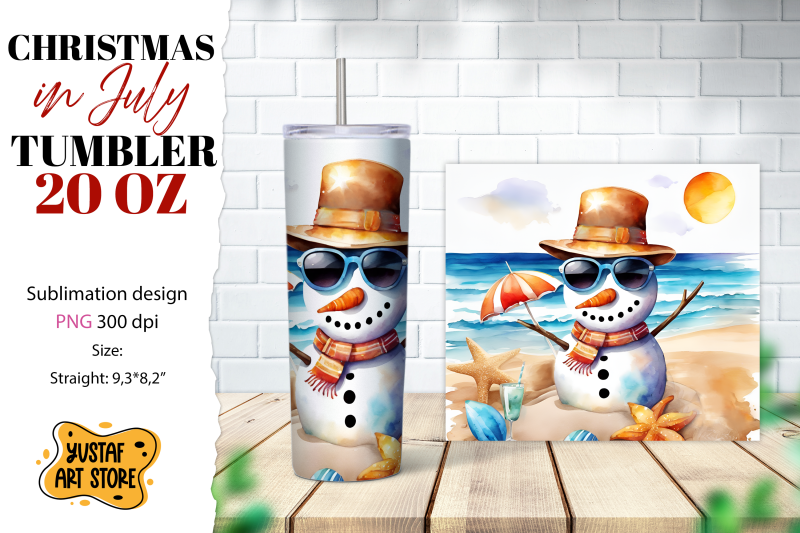 Christmas in July tumbler sublimation. Sandman on the beach By Yustaf ...