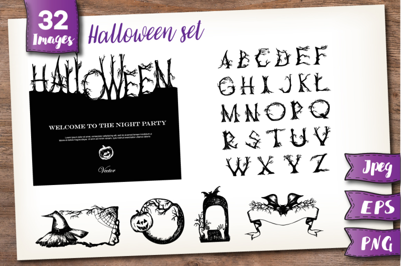 32 Halloween elements By Elen Lane | TheHungryJPEG