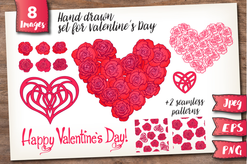 Valentine's day elements set - 1 By Elen Lane | TheHungryJPEG