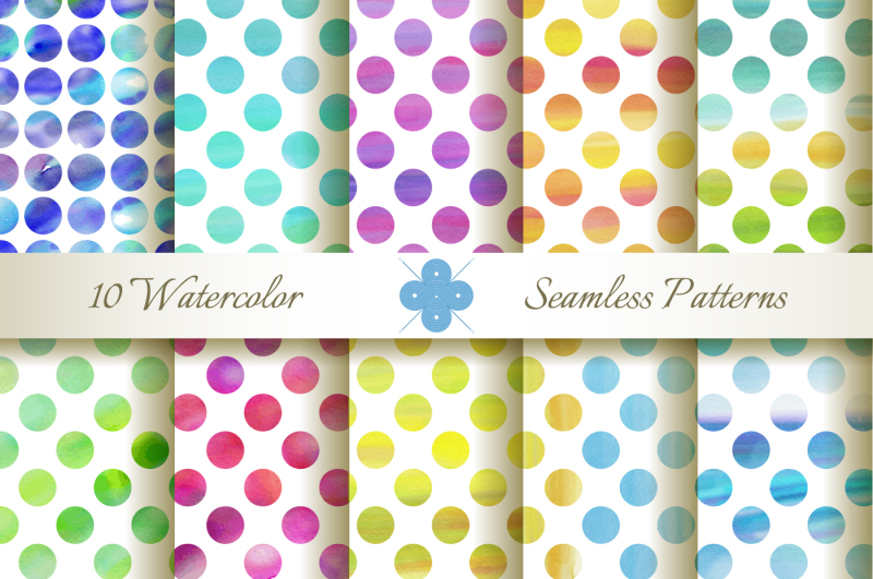 Seamless Watercolor Dotted Patterns By Patternalized | TheHungryJPEG