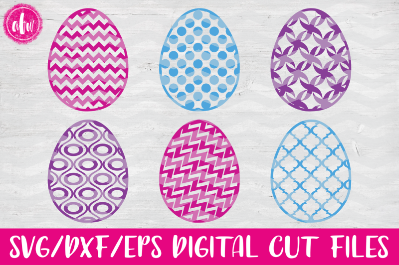 Download Patterned Easter Eggs Set #1 - SVG, DXF, EPS Cut Files By AFW Designs | TheHungryJPEG.com