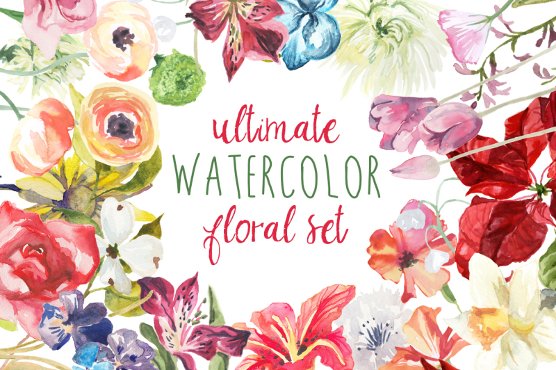 The Ultimate Watercolor Floral Set By Digital Press Creation ...