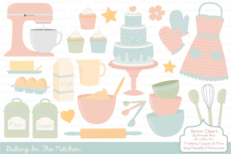 Pastel Baking Clipart & Vectors By Amanda Ilkov | TheHungryJPEG