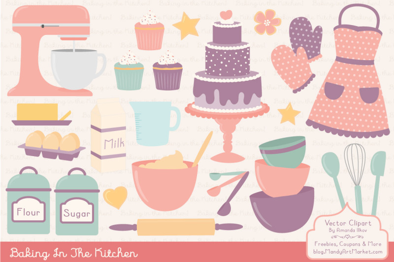 Vector Baking Clipart in Vintage By Amanda Ilkov | TheHungryJPEG