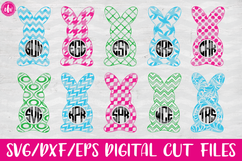 Monogram Pattern Bunny - SVG, DXF, EPS Cut Files By AFW Designs ...