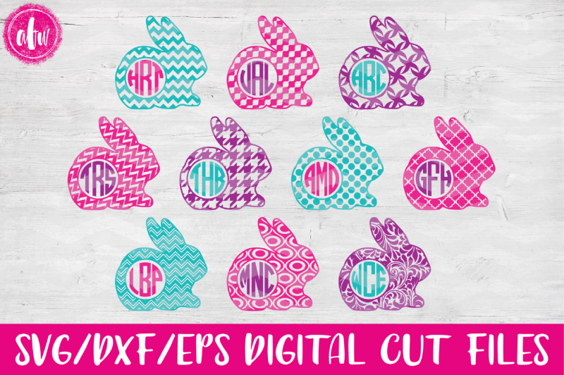 Monogram Pattern Bunny - SVG, DXF, EPS Cut Files By AFW Designs ...