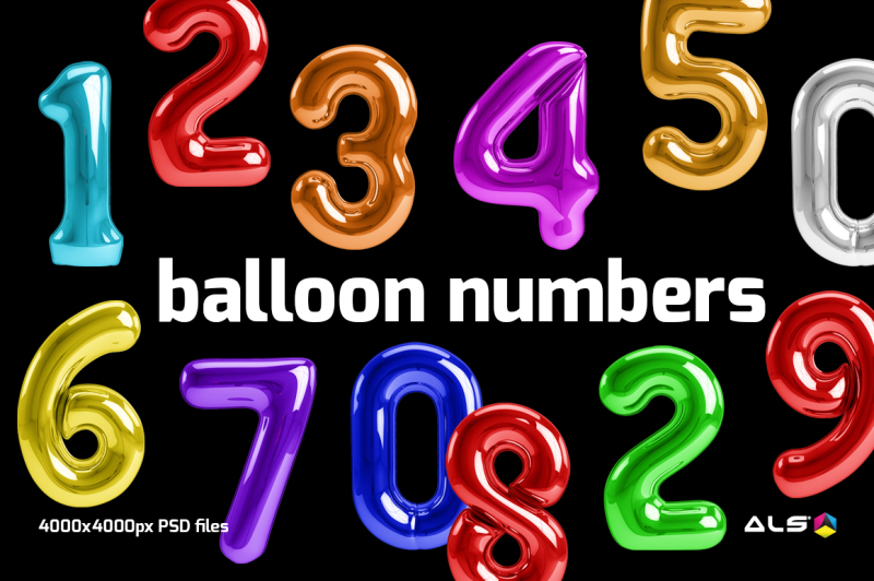 Balloon numbers By ALS DESIGN TheHungryJPEG