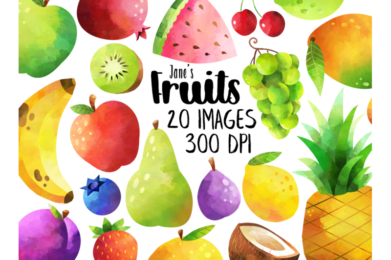 Watercolor Fruits Clipart By Digitalartsi | TheHungryJPEG.com