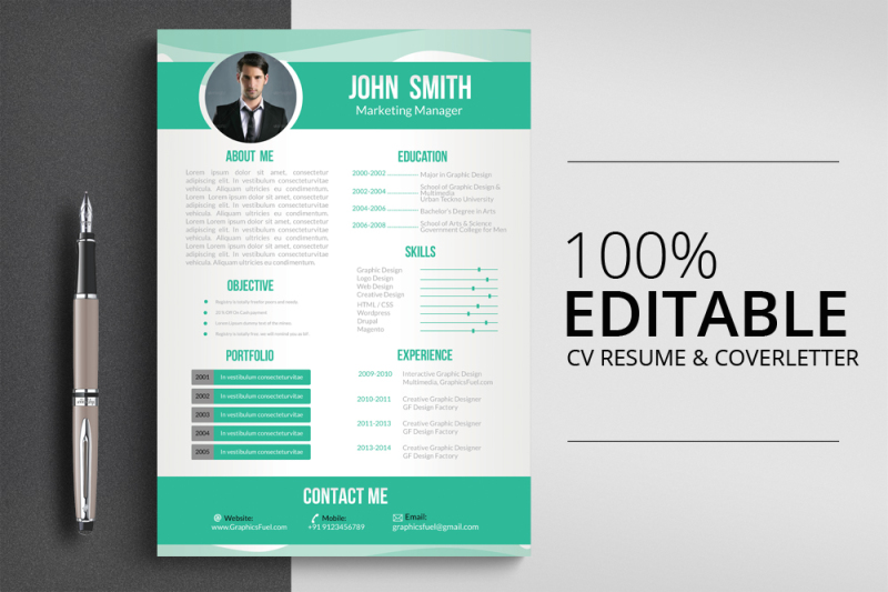 Resume Cv By Designhub | TheHungryJPEG