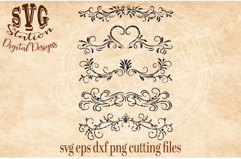 Ornamental Flourish Borders / SVG DXF PNG EPS Cutting File Silhouette