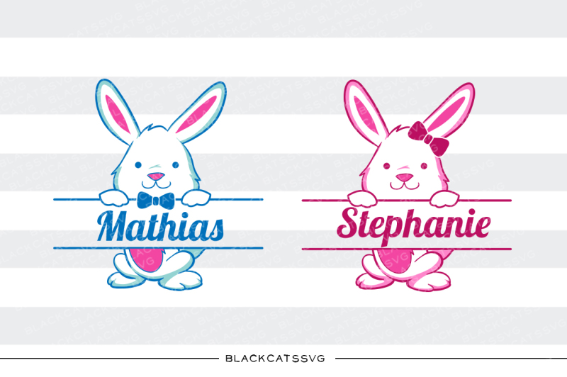 Download Free Easter Bunnies Split Monogram Svg SVG Cut Files