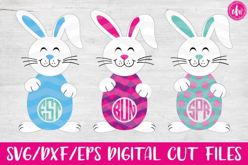 Monogram Easter Bunny Egg - SVG, DXF, EPS Cut File By AFW ...