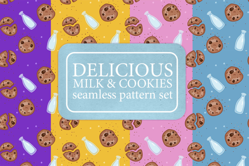 Milk & Chocolate chip cookie pattern By Ollysweatshirt TheHungryJPEG