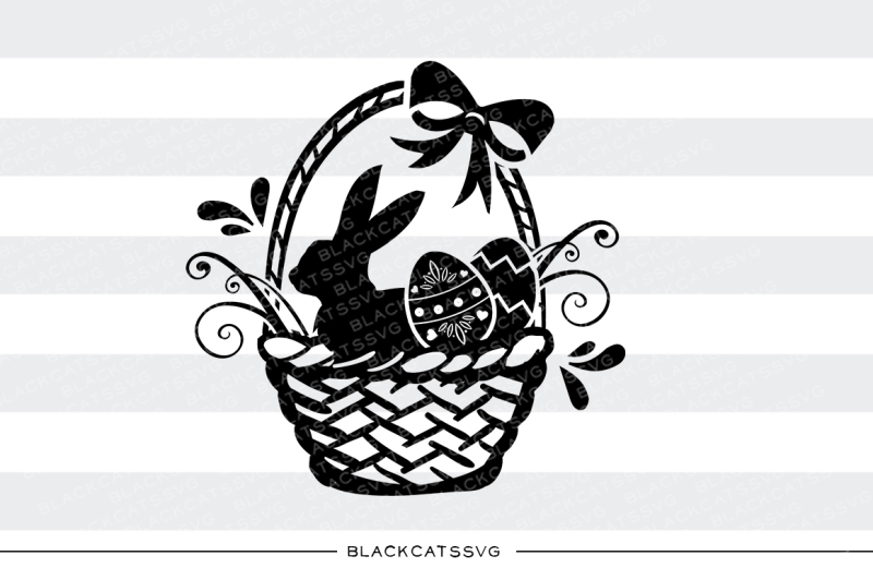 Easter Basket with bunny and eggs - SVg By BlackCatsSVG | TheHungryJPEG