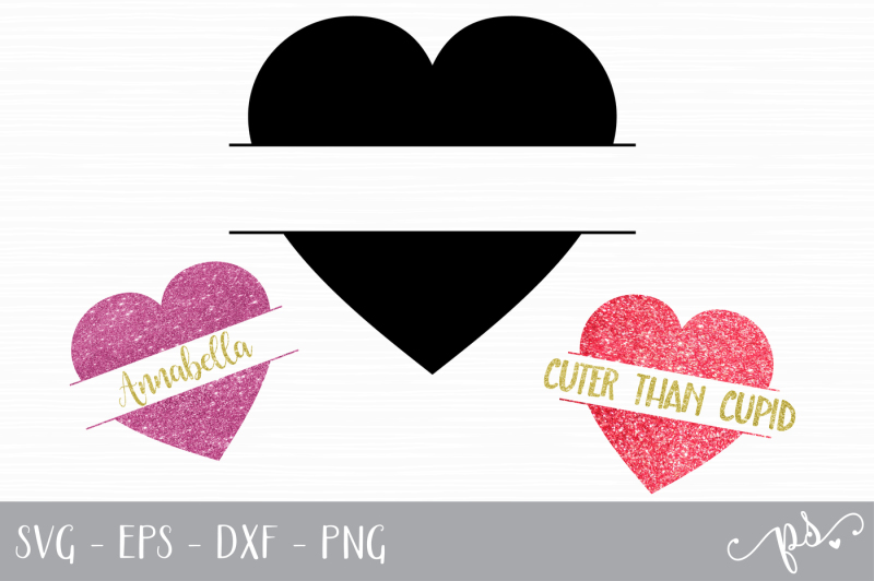 Download Split Heart Valentine Cut File - SVG, EPS, DXF, PNG