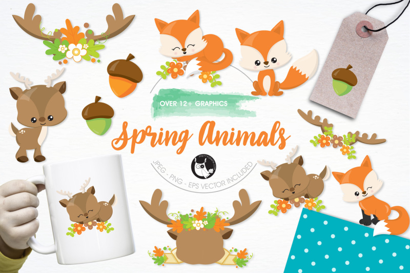Spring Animals graphics and illustrations By Prettygrafik Design ...