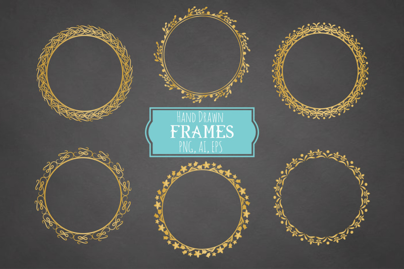 Hand Drawn Frames Vector + Png By Annakristal | TheHungryJPEG.com