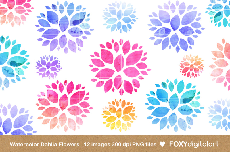 Download Watercolor Flowers Clipart Dahlia Download Free Svg Files Creative Fabrica SVG Cut Files