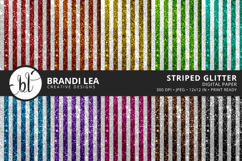 Download Free Striped Glitter Digital Paper Crafter File