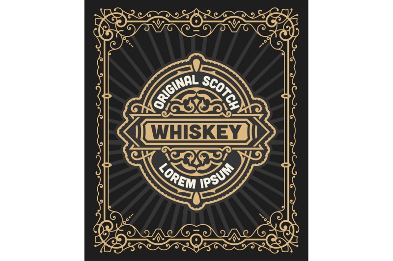 Retro logo for Whiskey or other products with Floral Frame By ...