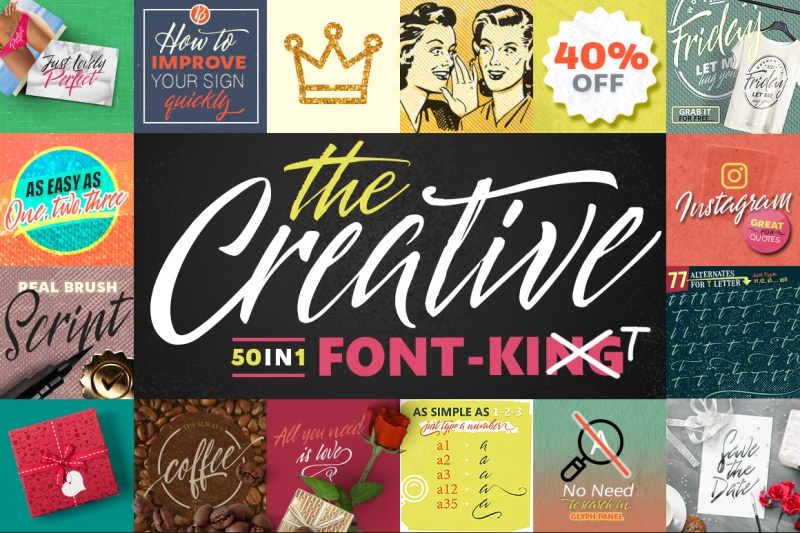 50 In 1 The Creative Font By Blessed Print Thehungryjpeg Com
