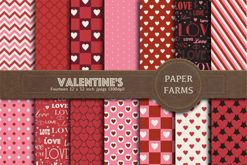 Valentine's Day digital paper By Paper Farms | TheHungryJPEG